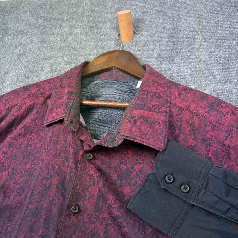 Robert Graham Button Down Shirt Mens 3XL Red Black Ombre Paisley Long Sleeve
